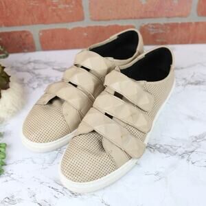 Rebecca Minkoff Tan Perforated Diamond Strap Hook & Loop Leather Sneaker 9.5